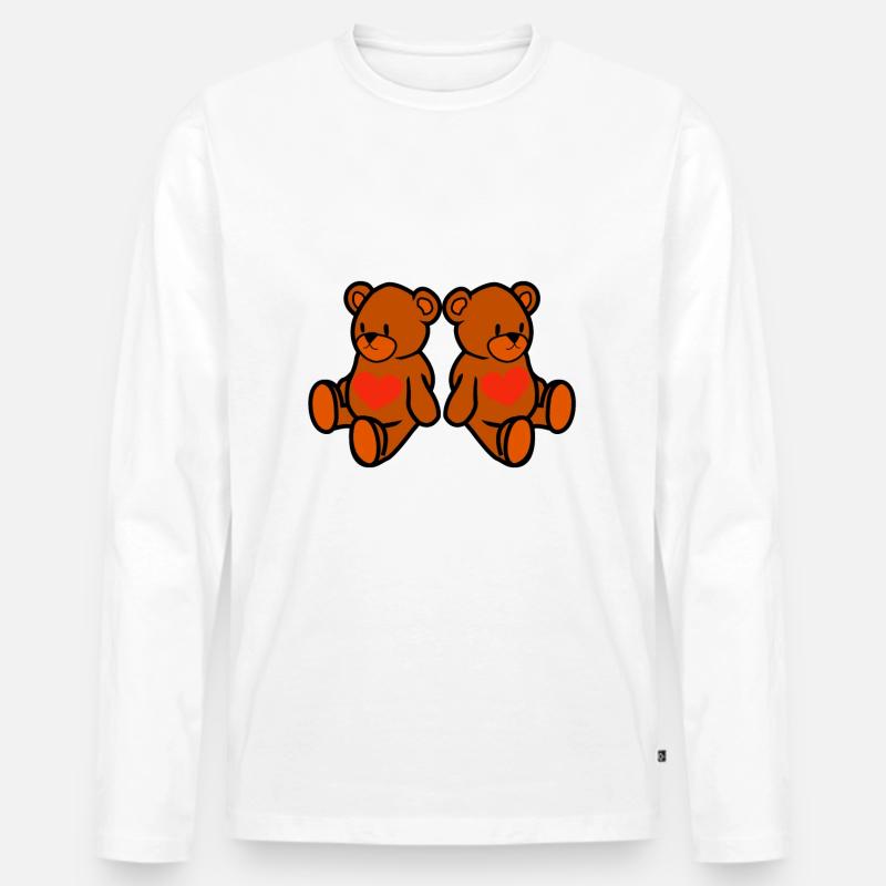 Teddybär - Männer Premium Bio Langarmshirt - Weiß