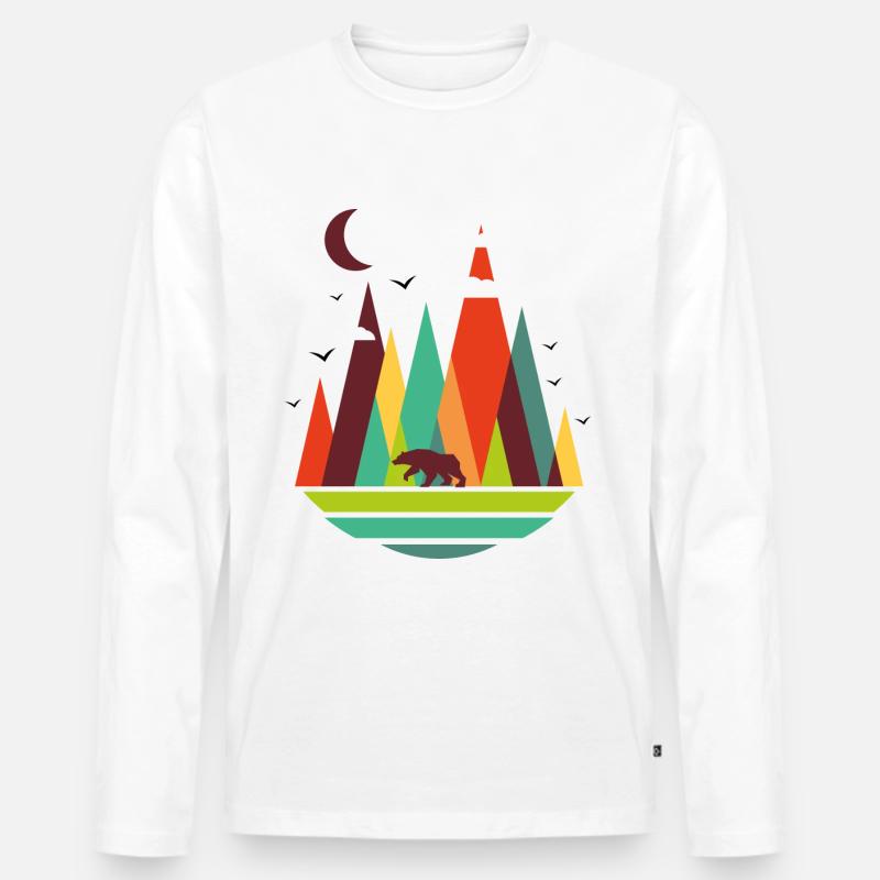 Bunte Berge Bär - Männer Premium Bio Langarmshirt - Weiß