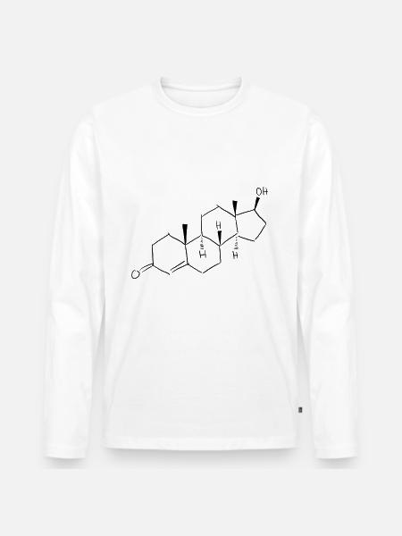 Testosteron, Strukturformel, Männlich - Männer Premium Bio Langarmshirt - Weiß
