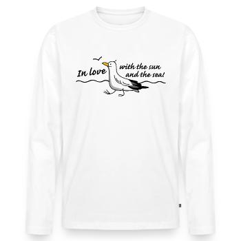 In love (b) - T-shirt manches longues Premium bio Homme - blanc - Devant - Nico (187cm)