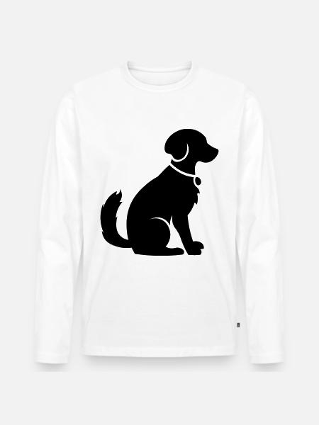 Perro sombra perro vector figura - Camiseta ecológica prémium de manga larga para hombre - blanco