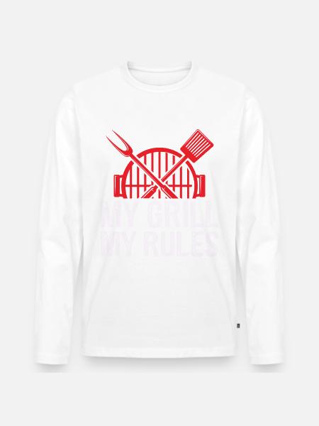 Mein Grill meine Regeln - Männer Premium Bio Langarmshirt - Weiß