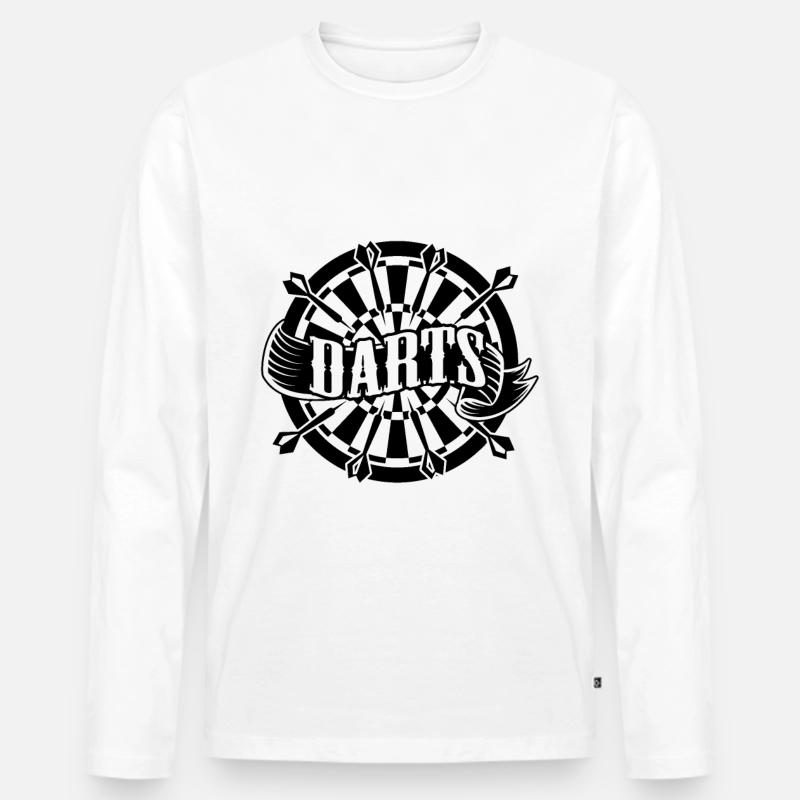 Dart Dart Dart Dart - Männer Premium Bio Langarmshirt - Weiß