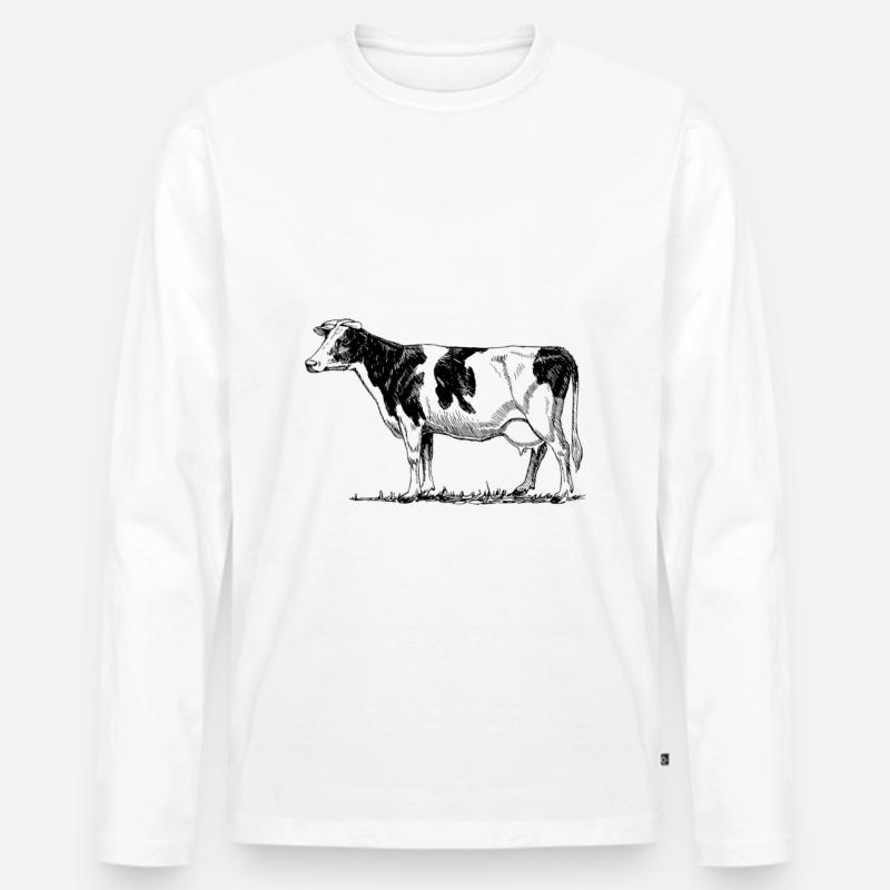 Kuh - Männer Premium Bio Langarmshirt - Weiß