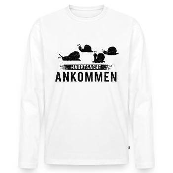 Courir courir en disant que le principal est d'arriver - T-shirt manches longues Premium bio Homme - blanc - Devant - Nico (187cm)