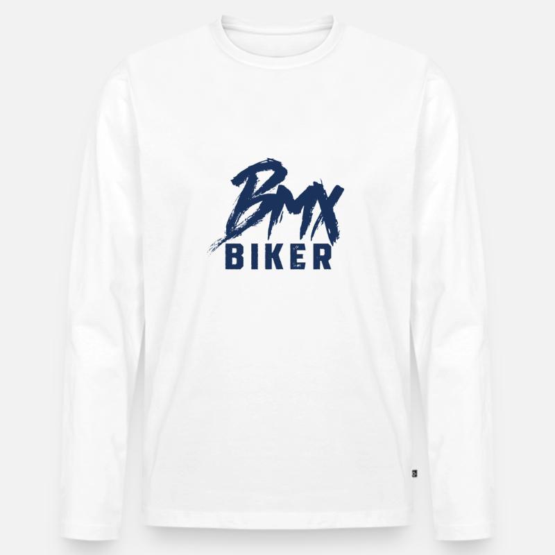 BMX Radfahrer - Männer Premium Bio Langarmshirt - Weiß