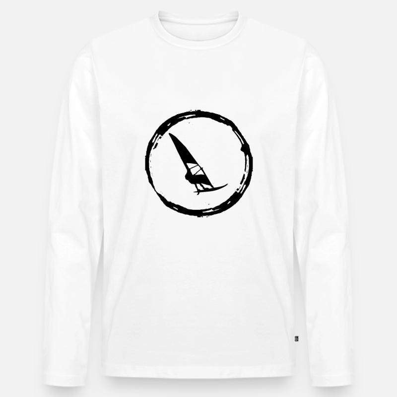 Wind Windsurf Surfboard Windsurfer Windsurfen - Männer Premium Bio Langarmshirt - Weiß