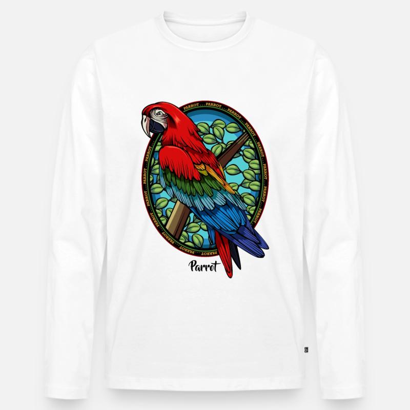 Papagei - Männer Premium Bio Langarmshirt - Weiß