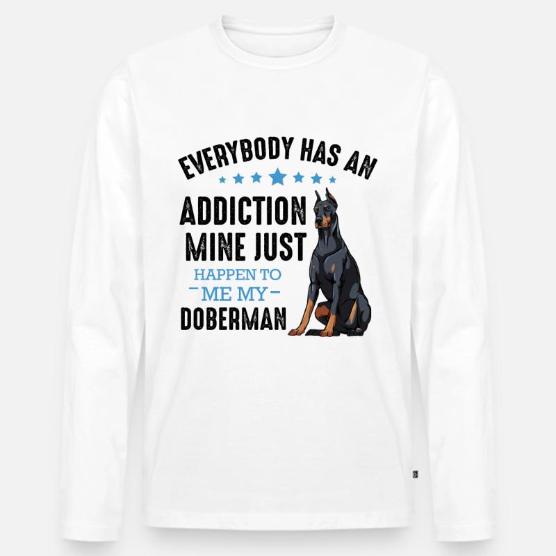 Dobermann - Männer Premium Bio Langarmshirt - Weiß