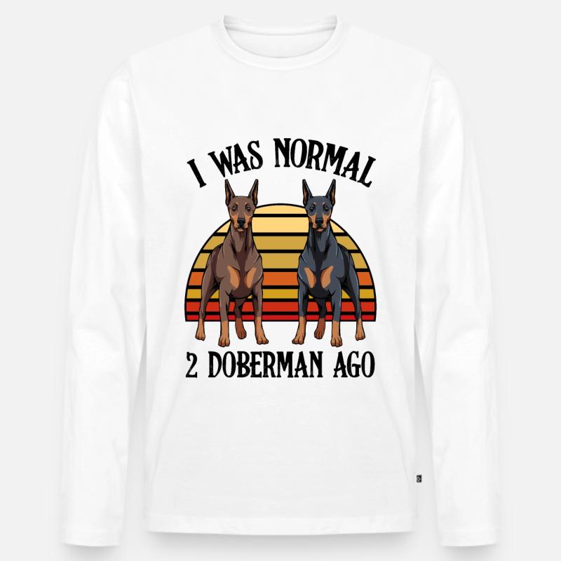 Dobermann - Männer Premium Bio Langarmshirt - Weiß