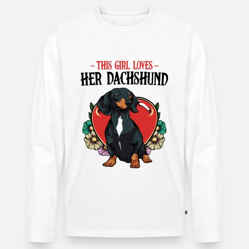 Dackel - Männer Premium Bio Langarmshirt - Weiß