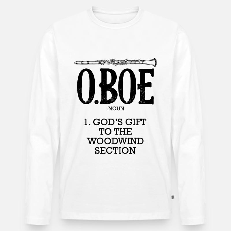 Oboe - Männer Premium Bio Langarmshirt - Weiß