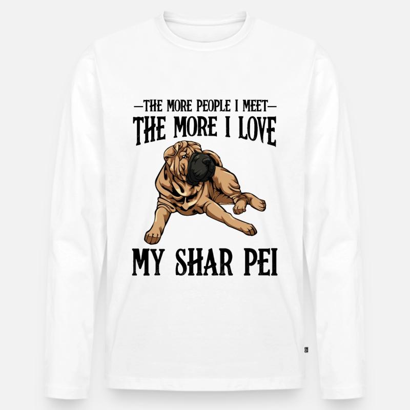 Shar Pei - Männer Premium Bio Langarmshirt - Weiß