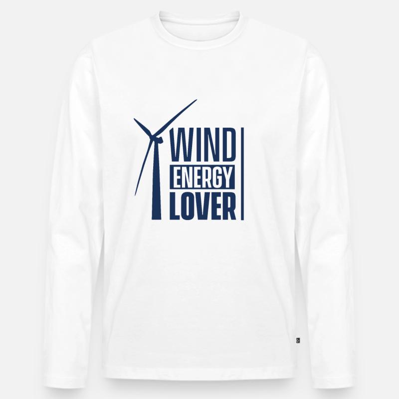 Windrad Windkraft Windenergie Windkraftanlage Wind - Männer Premium Bio Langarmshirt - Weiß