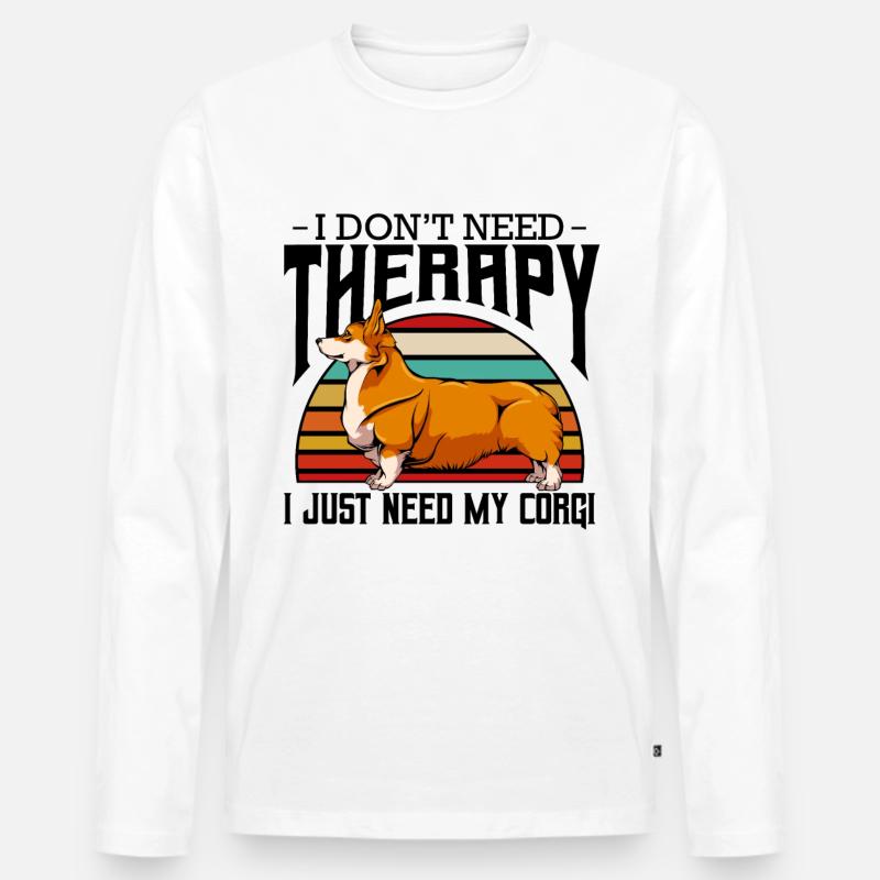 Corgi - Männer Premium Bio Langarmshirt - Weiß