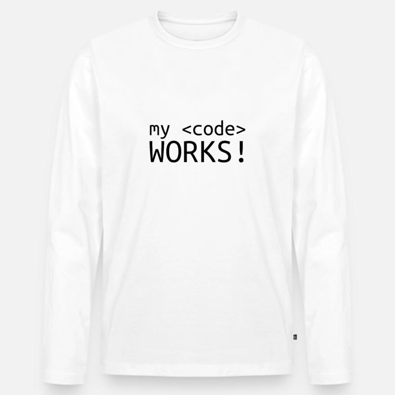 My code does programming computer science Men's Premium Organic Long Sleeve Shirt