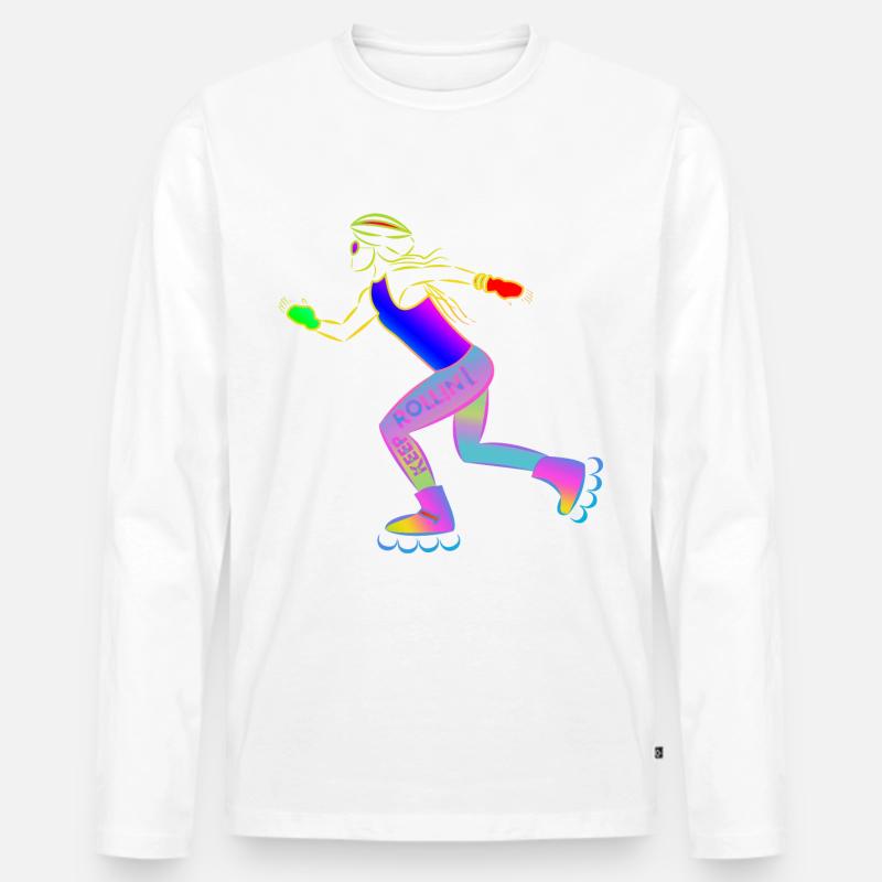 Roller Girl - Keep Rolling - Männer Premium Bio Langarmshirt - Weiß