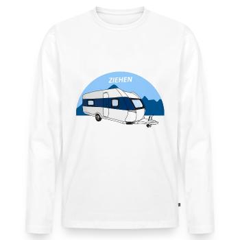 Echte männer ziehen Wohnwagen camping Urlaub - Männer Premium Bio Langarmshirt - Weiß - Vorne - Nico (187cm)