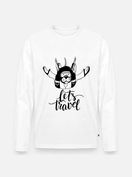 Parachutist dog - Men's Premium Organic Long Sleeve Shirt - white