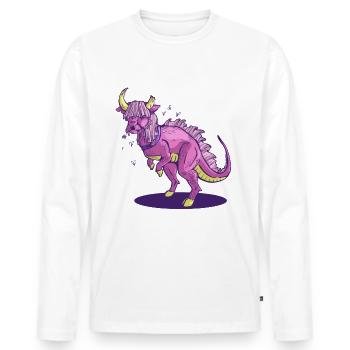 Jurassic Cow - Männer Premium Bio Langarmshirt - Weiß - Vorne - Nico (187cm)