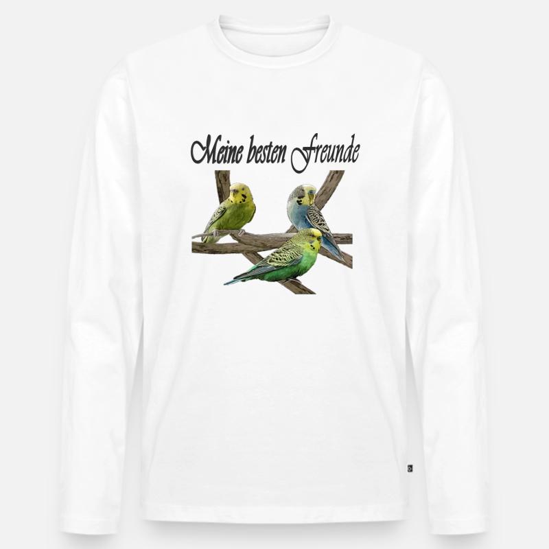 Wellensittiche - Männer Premium Bio Langarmshirt - Weiß