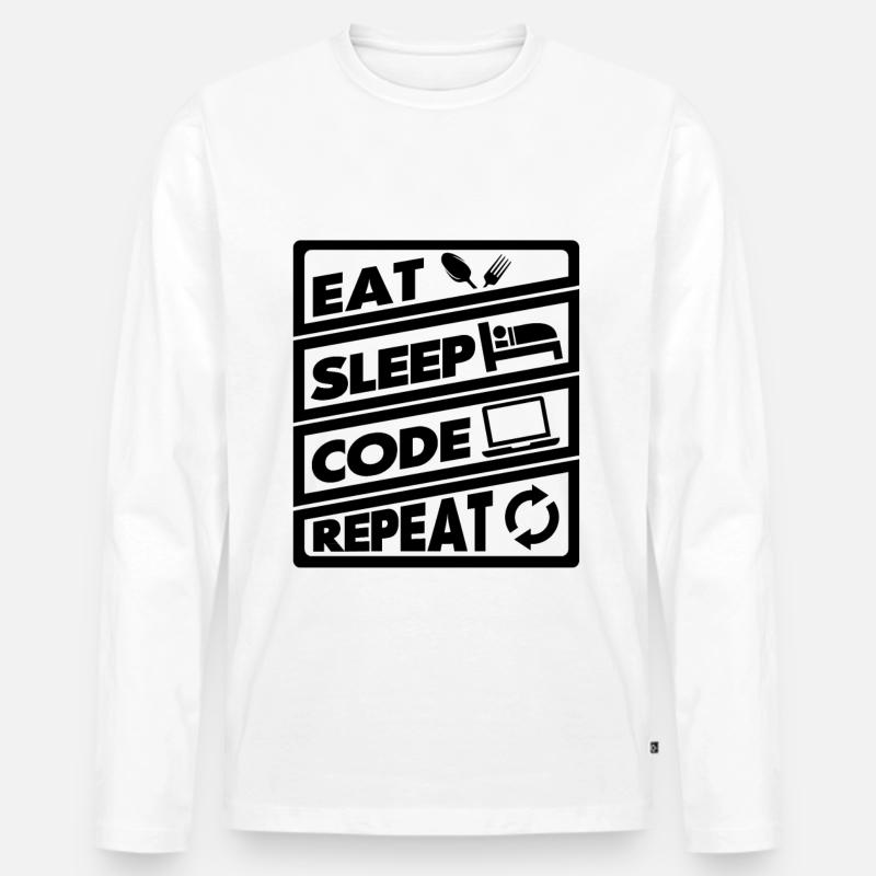 Eat Sleep Code Recurrence | encoder - Men's Premium Organic Long Sleeve Shirt - white