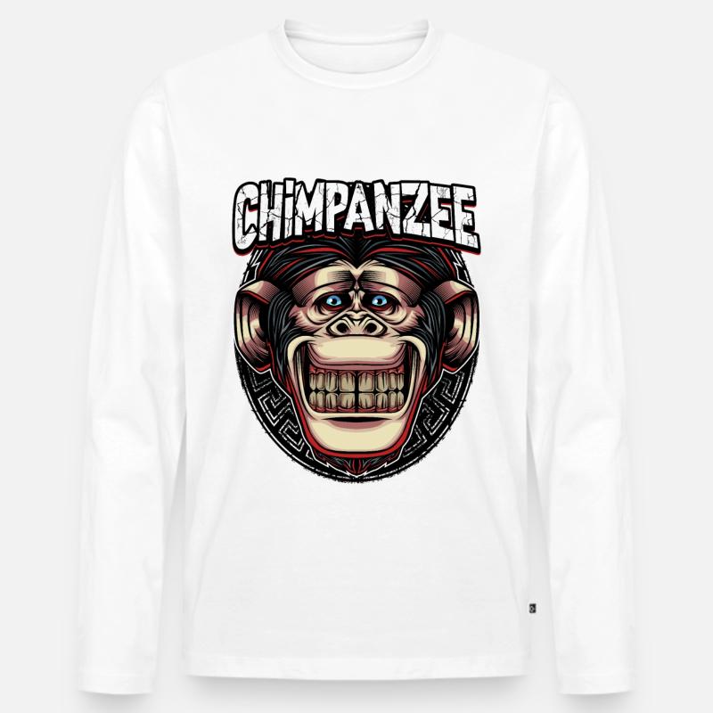 Schimpansen Affe - Männer Premium Bio Langarmshirt - Weiß
