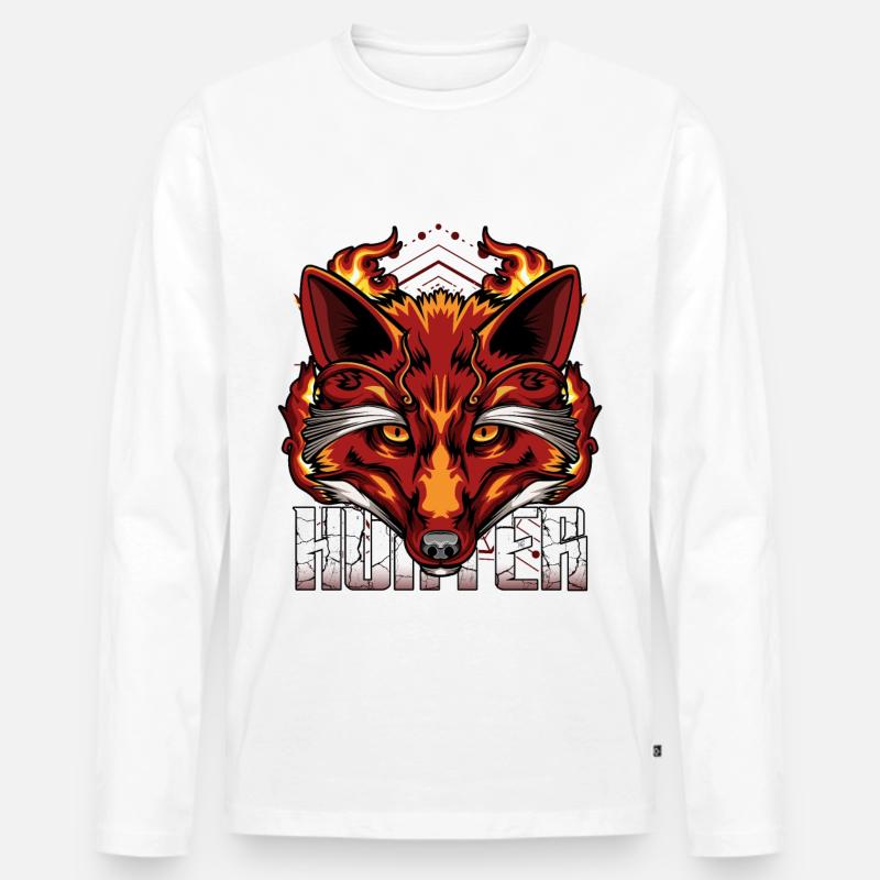Fuchs - Männer Premium Bio Langarmshirt - Weiß