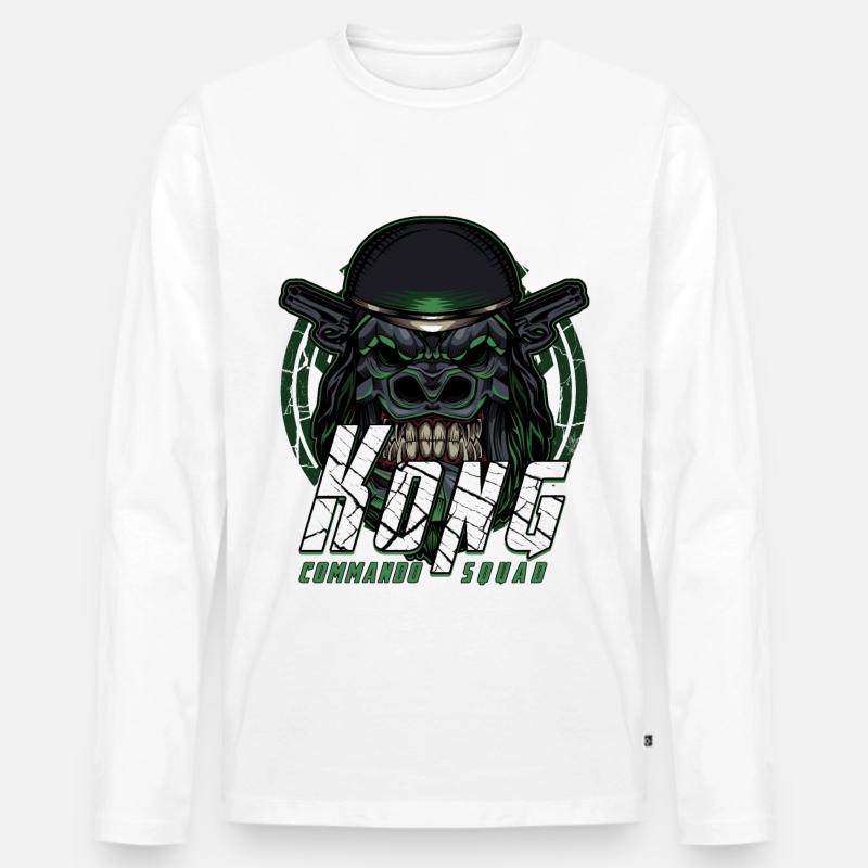 Affen Gorilla - Männer Premium Bio Langarmshirt - Weiß