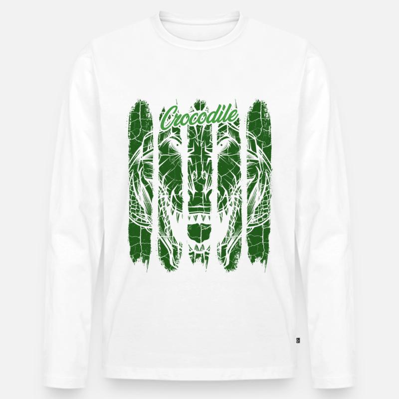 Krokodil Retro - Männer Premium Bio Langarmshirt - Weiß