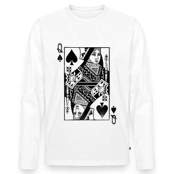 Queen of Spades playing card - Men's Premium Organic Long Sleeve Shirt - white - Front - Nico (187cm)