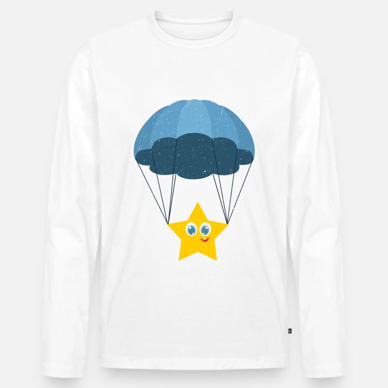 Stern Fallschirmspringer | Fallschirm Geschenk - Männer Premium Bio Langarmshirt - Weiß