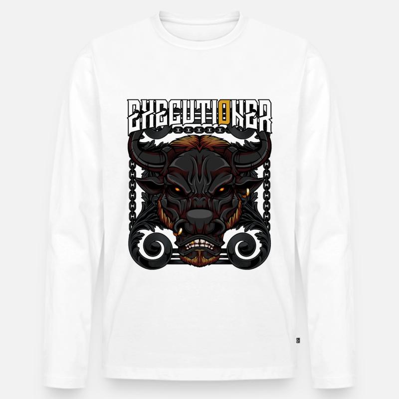 Executioner Bulle Stier Hausrind Wildtier Geschenk - Männer Premium Bio Langarmshirt - Weiß