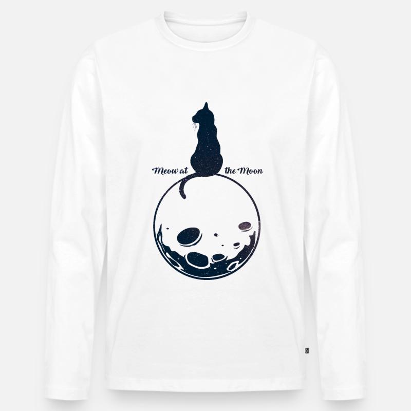 Schwarze Katze - Männer Premium Bio Langarmshirt - Weiß