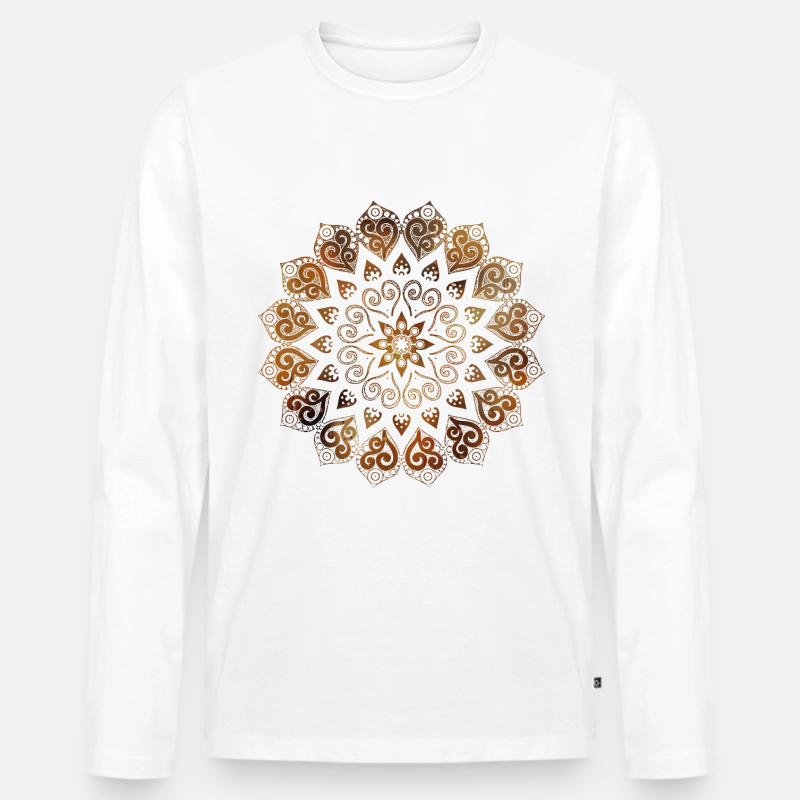 Mandala - Männer Premium Bio Langarmshirt - Weiß
