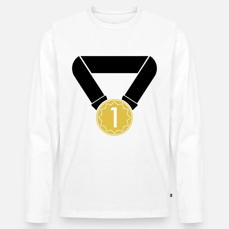1. Platz Medaille - Männer Premium Bio Langarmshirt - Weiß