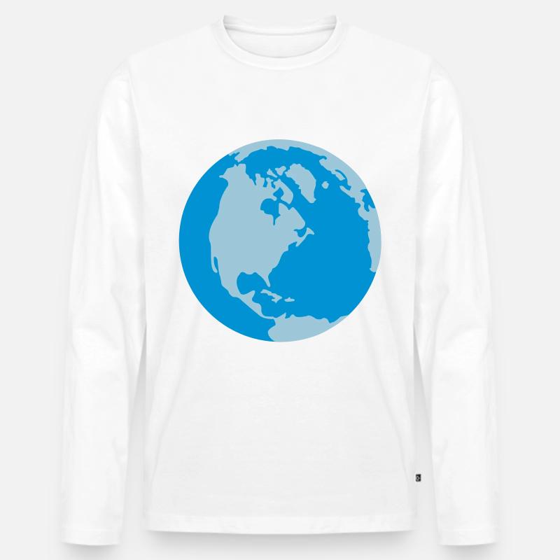 Weltkugel - Männer Premium Bio Langarmshirt - Weiß