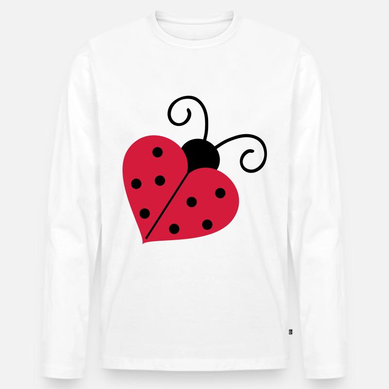 Marienkäfer Herz - Männer Premium Bio Langarmshirt - Weiß