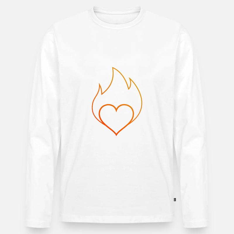 Herz - Männer Premium Bio Langarmshirt - Weiß