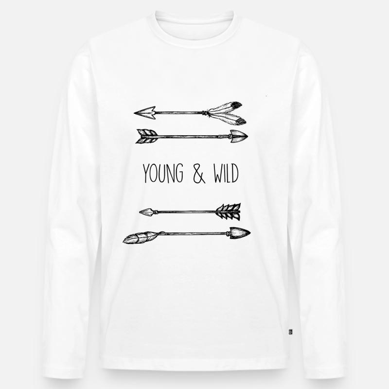 Pfeile Young & Wild - Männer Premium Bio Langarmshirt - Weiß