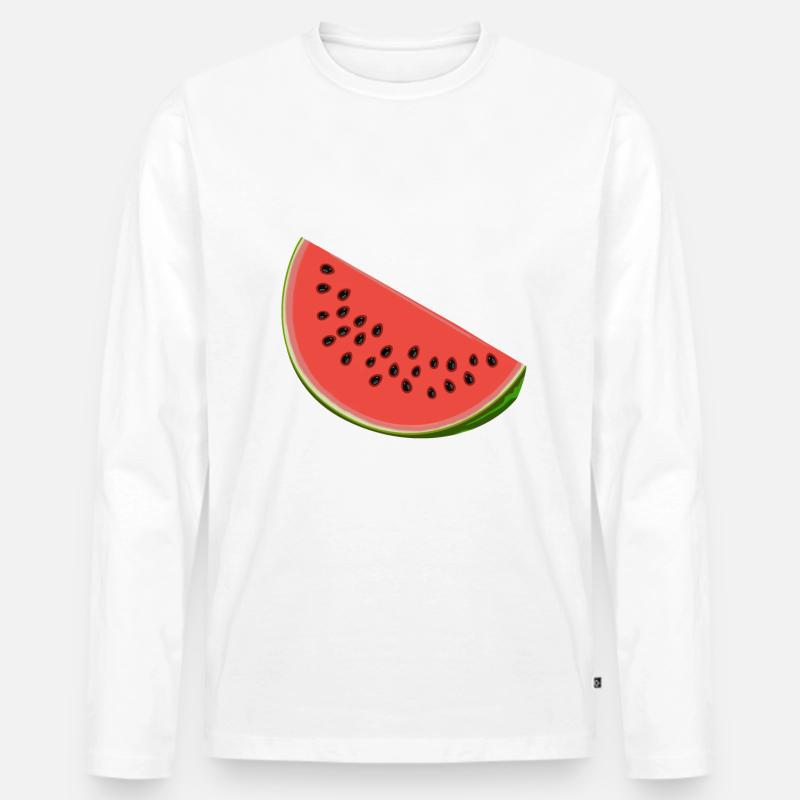 Wassermelone mit Samen - Männer Premium Bio Langarmshirt - Weiß