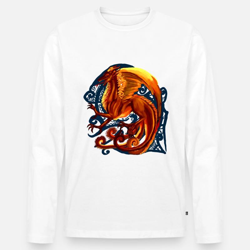 roter Drache - Männer Premium Bio Langarmshirt - Weiß