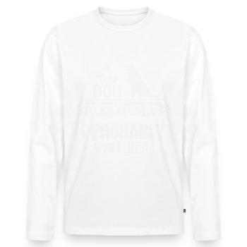 Chien - Si mon chien ne vous aime pas - T-shirt manches longues Premium bio Homme - blanc - Devant - Nico (187cm)