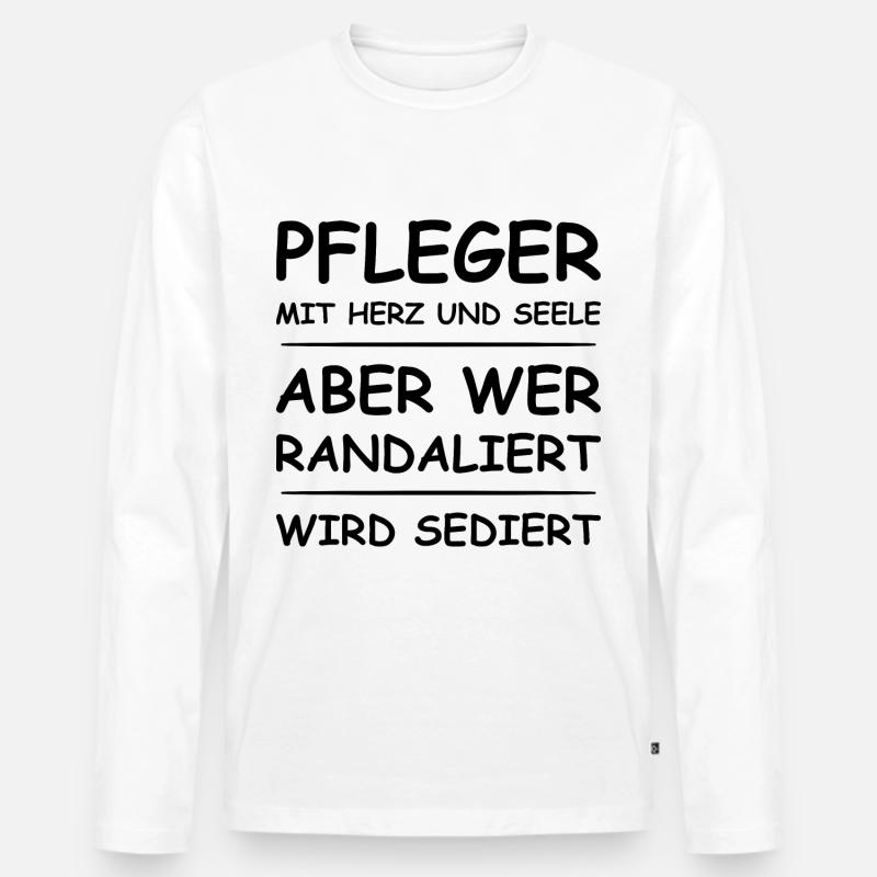 Pfleger Mit Herz Und Seele - Männer Premium Bio Langarmshirt - Weiß