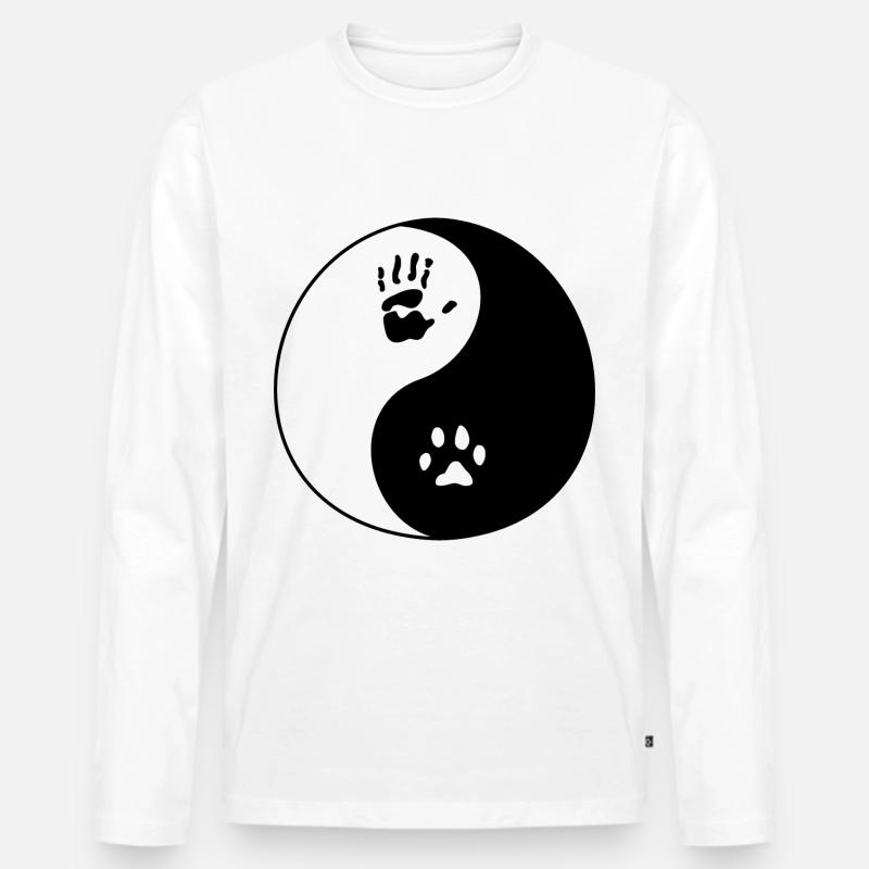 Hund Mensch Abdruck - Männer Premium Bio Langarmshirt - Weiß