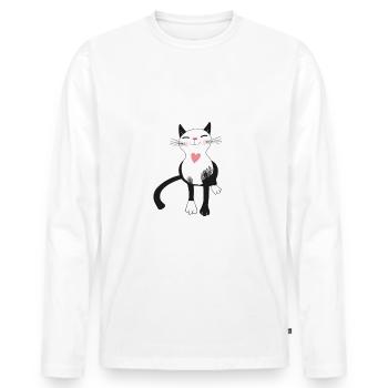 Katze Katzendame Katzenliebhaber - Männer Premium Bio Langarmshirt - Weiß - Vorne - Nico (187cm)