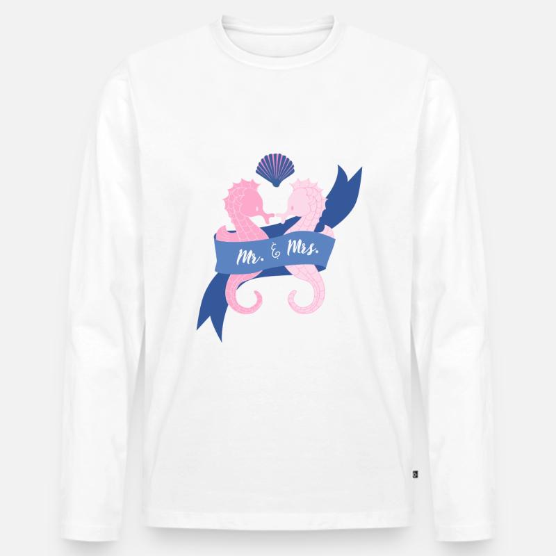 Mr. und Mrs. Seepferd - Männer Premium Bio Langarmshirt - Weiß