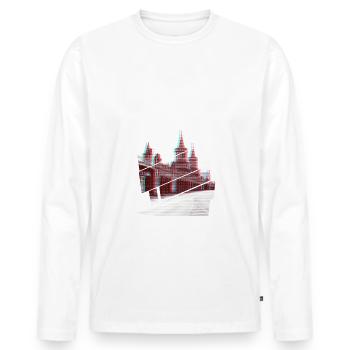 Berlin Oberbaumbrücke Glitch - Männer Premium Bio Langarmshirt - Weiß - Vorne - Nico (187cm)