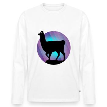 Lama Alpaka - Männer Premium Bio Langarmshirt - Weiß - Vorne - Nico (187cm)