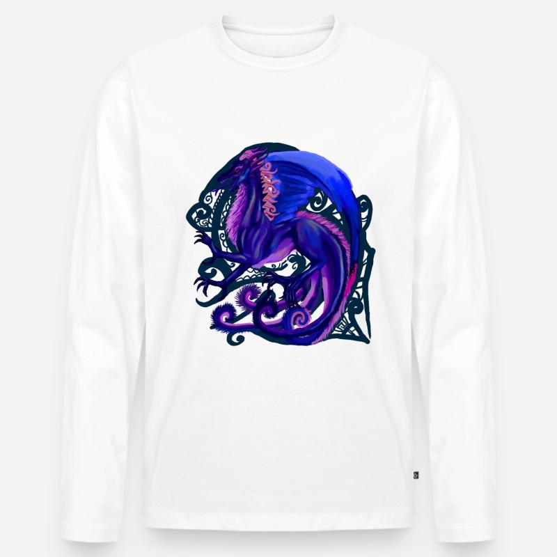 blauer Drache - Männer Premium Bio Langarmshirt - Weiß